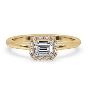 Emerald and Diamond Engagement Ring in Claw Prong