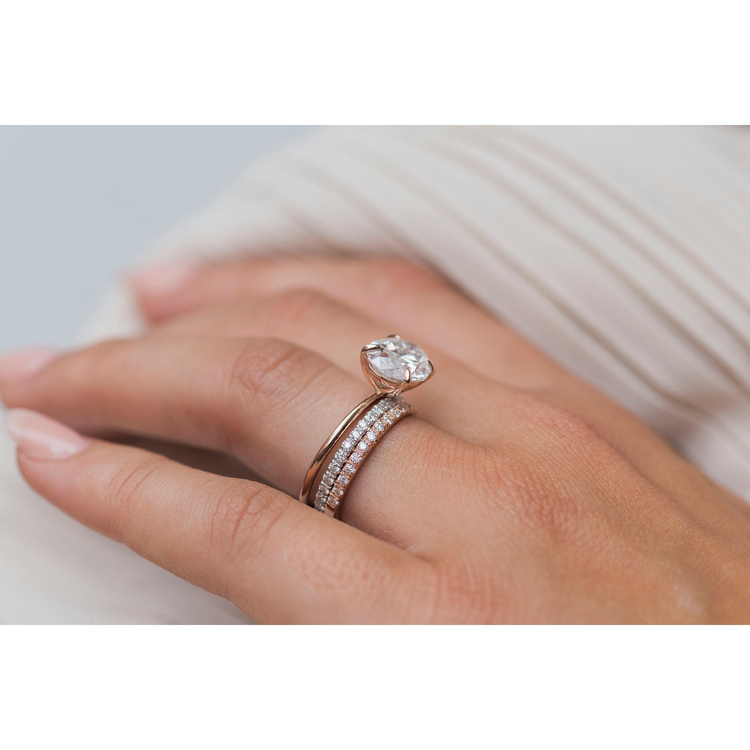 3.50 CT East-West Oval Cut Moissanite Solitaire Engagement Ring
