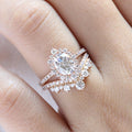 1.50CT Oval Cut Moissanite Halo Bridal Ring Set