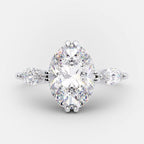 2.0 CT Oval Moissanite Three Stones Engagement Ring