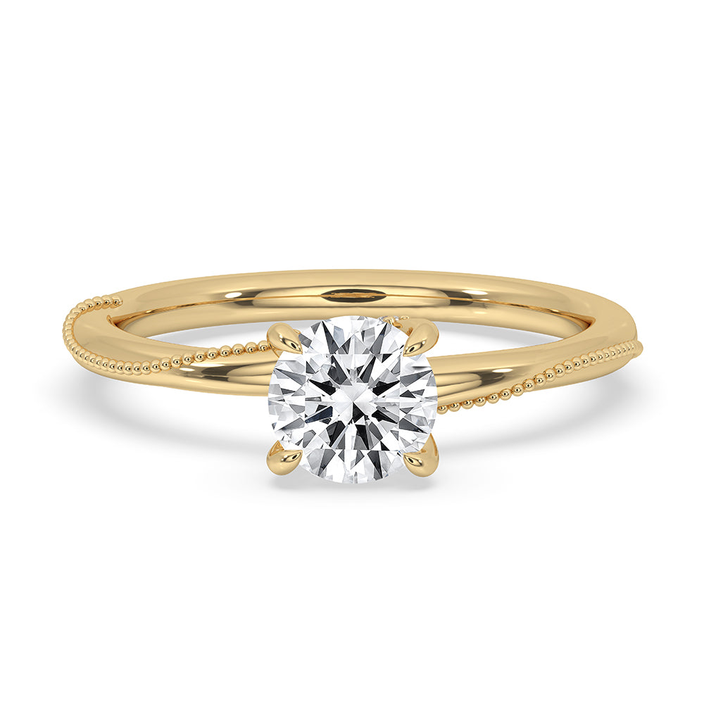 Round Cut Twisted Prong Milgrain Setting Ring