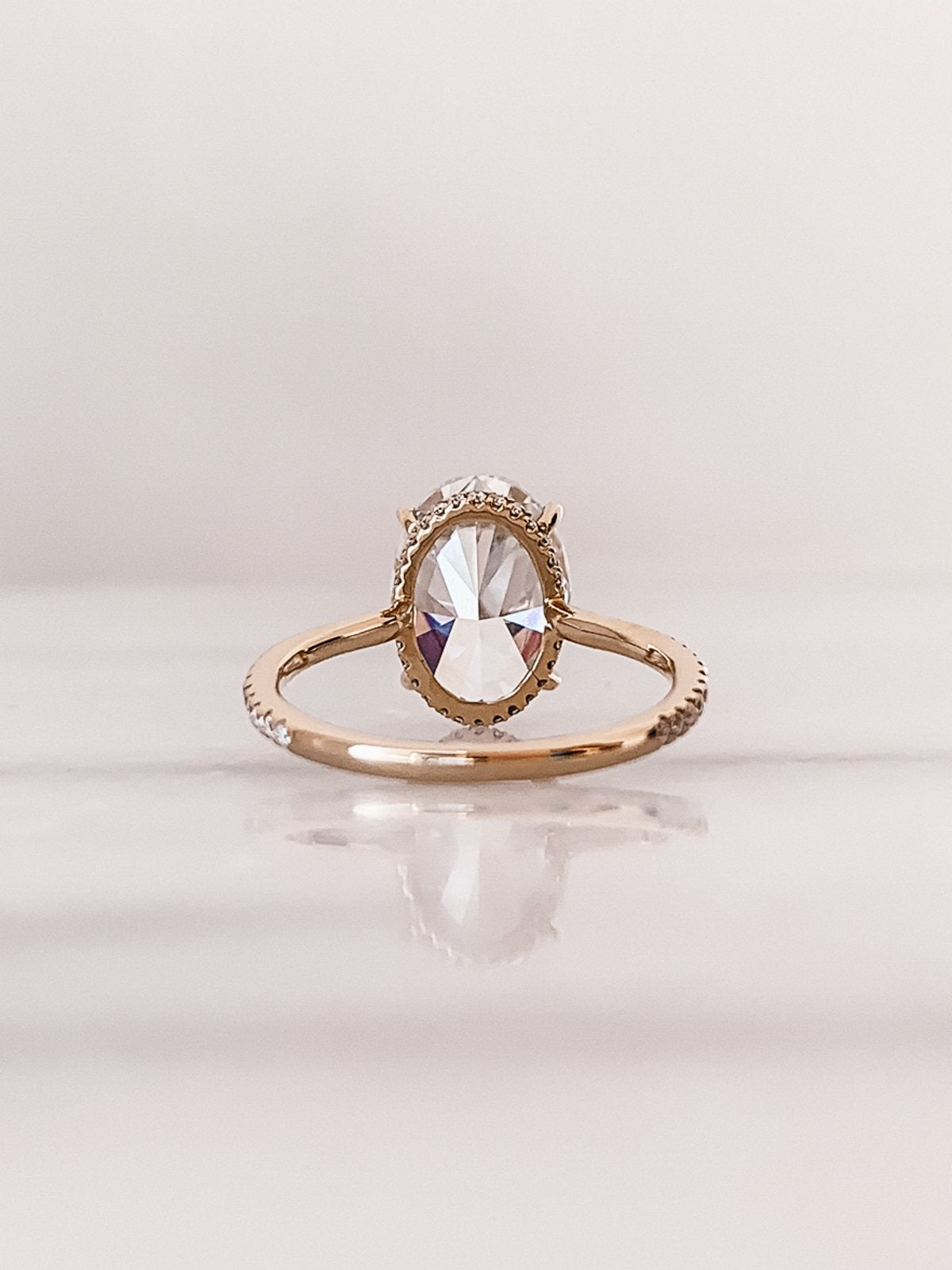 2.80 CT Oval Moissanite Hidden Halo Pave Setting Engagement Ring