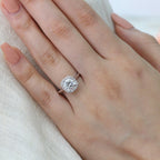 1.65 CT Cushion Cut Moissanite Halo Engagement Ring