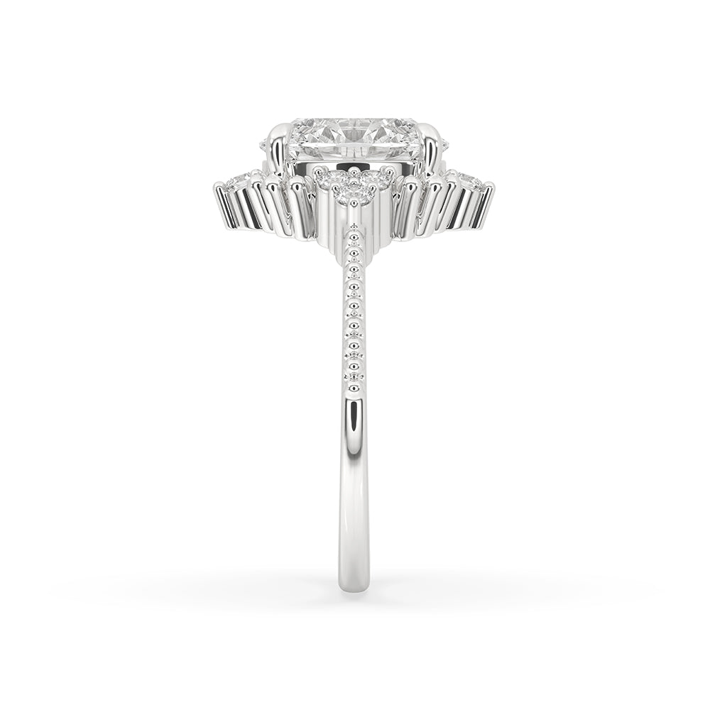 Oval Diamond Ring With Round Side Stone