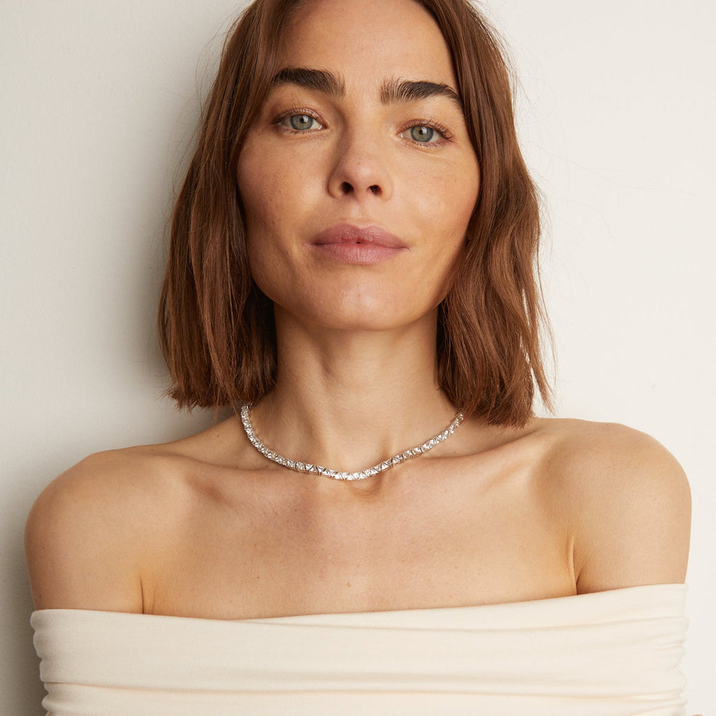 Trillion Cut Moissanite Diamond Tennis Necklace