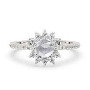Rose Cut Engagement Ring - Halo Setting