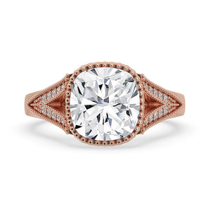 Cushion Cut Milgrain Engagement Ring Setting