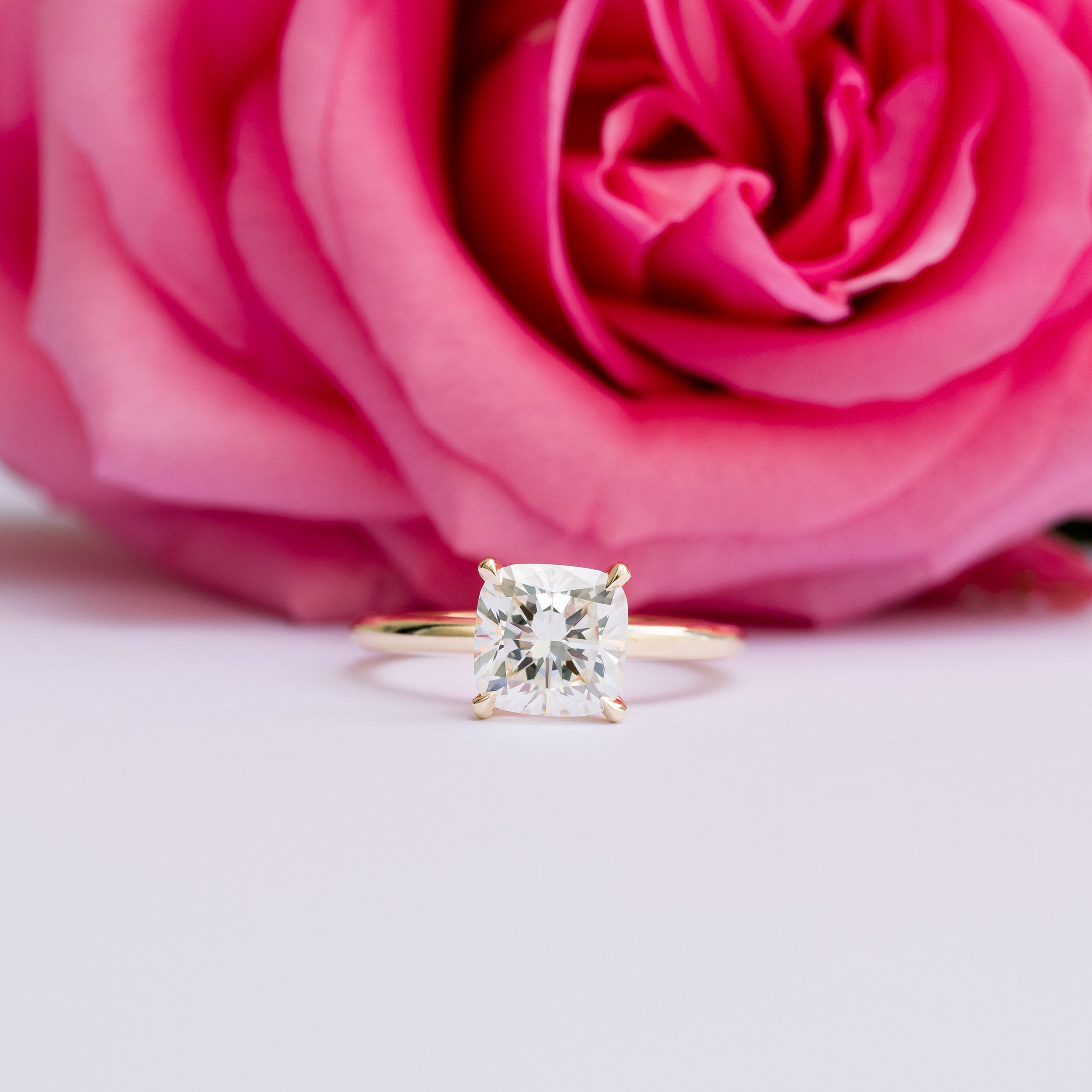 2.75 CT Cushion Cut Moissanite Solitaire Engagement Ring