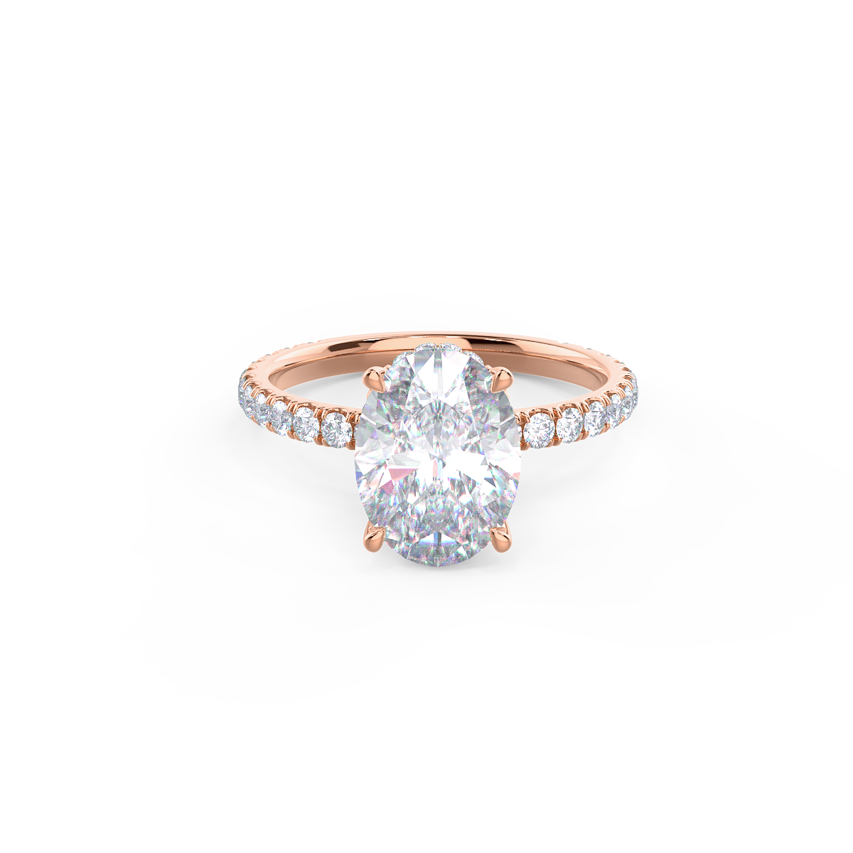 2.25 CT Oval Moissanite Pave Setting Engagement Ring