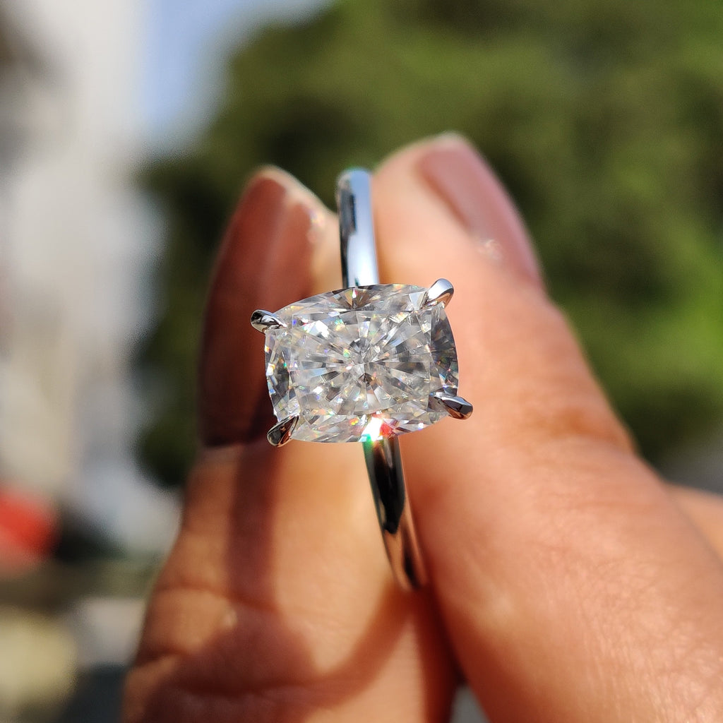 Hidden Halo Cushion Cut Diamond Ring