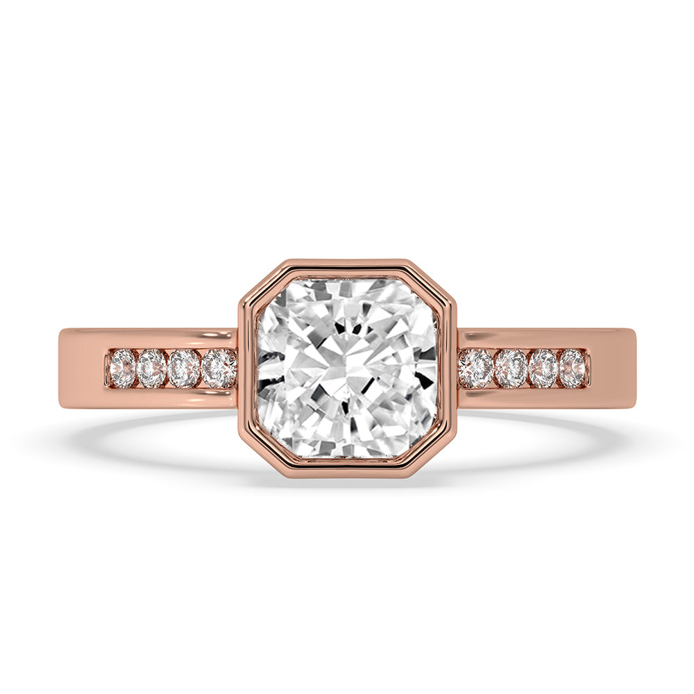 Radiant Cut Diamond Ring In Bezel Setting