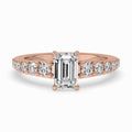 Emerald Cut Diamond Ring - Pave Diamonds