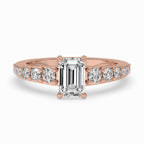 Emerald Cut Diamond Ring - Pave Diamonds