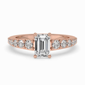 Emerald Cut Diamond Ring - Pave Diamonds