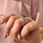 Royal Blue Oval Milgrain Engagement Ring
