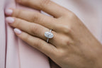 4.0 CT Oval Moissanite Hidden Halo & Pave Setting Engagement Ring
