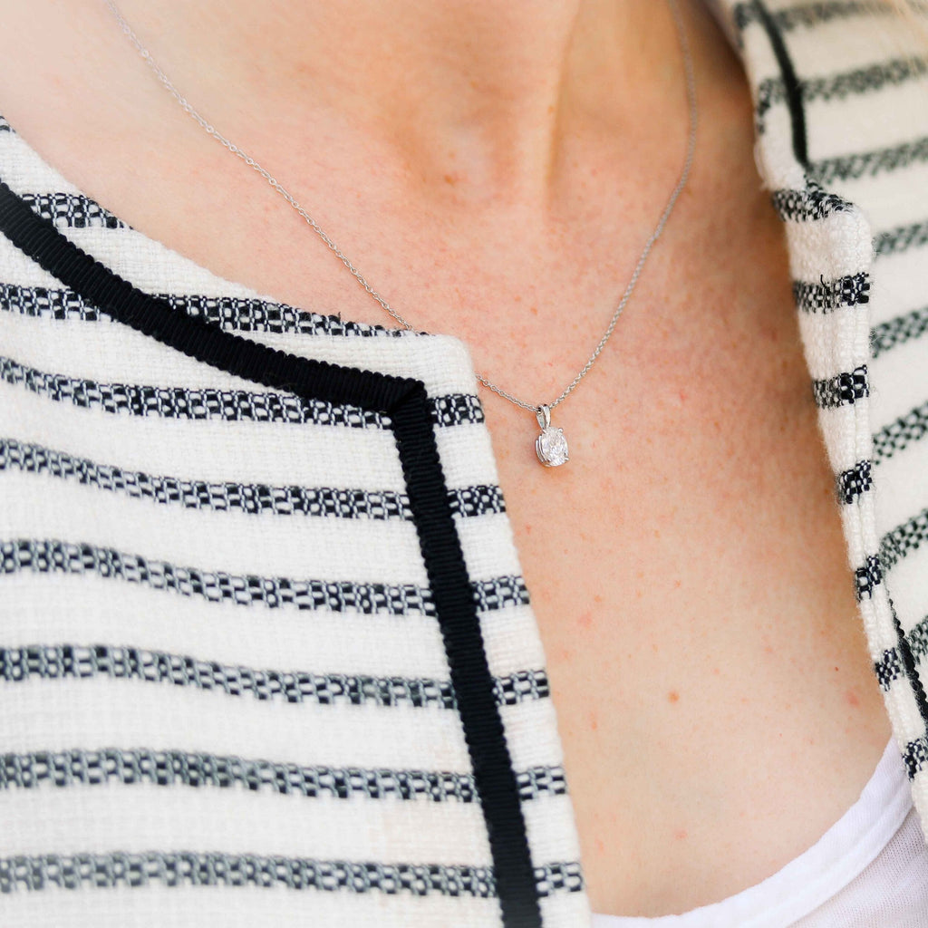 0.35 CT-1.50 CT Oval Cut Moissanite Solitaire Layering Necklace