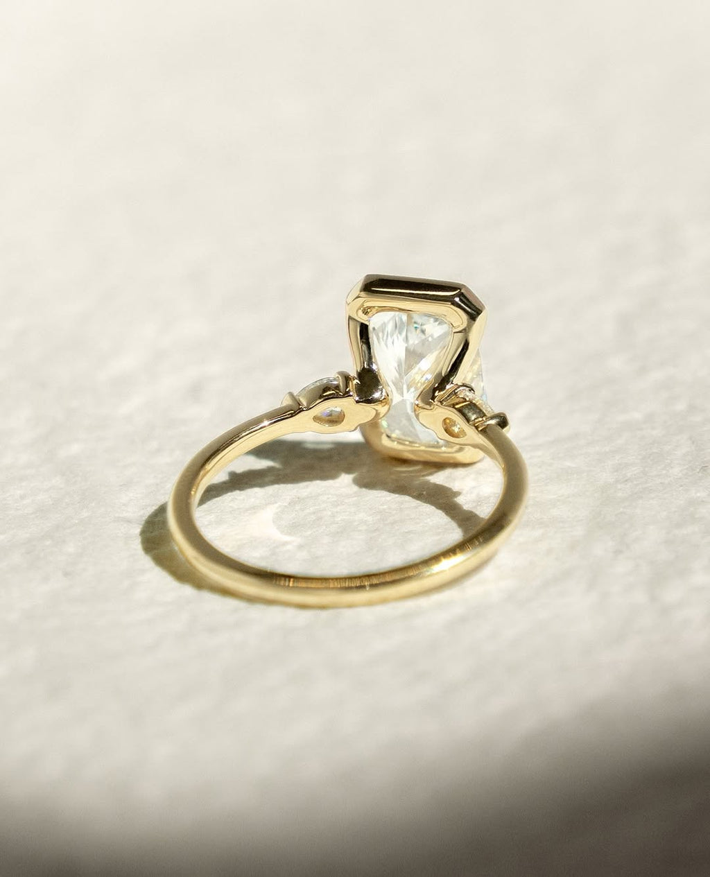 2.0-3.0 CT Radiant Cut Lab Grown Diamond Half Bezel  Engagement Ring
