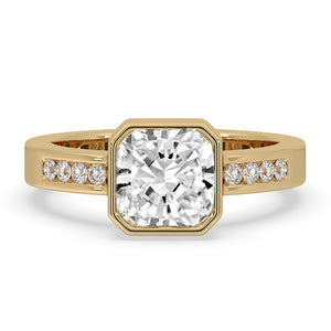 Radiant Cut Diamond Engagement Ring In Bezel Setting