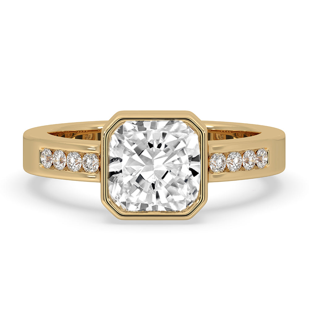 Radiant Cut Diamond Engagement Ring In Bezel Setting