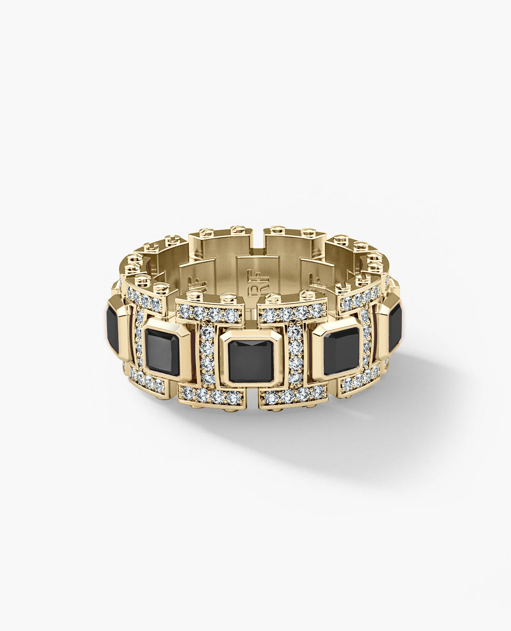 LA PAZ Gold Ring with 4.70ct Black & White Diamonds