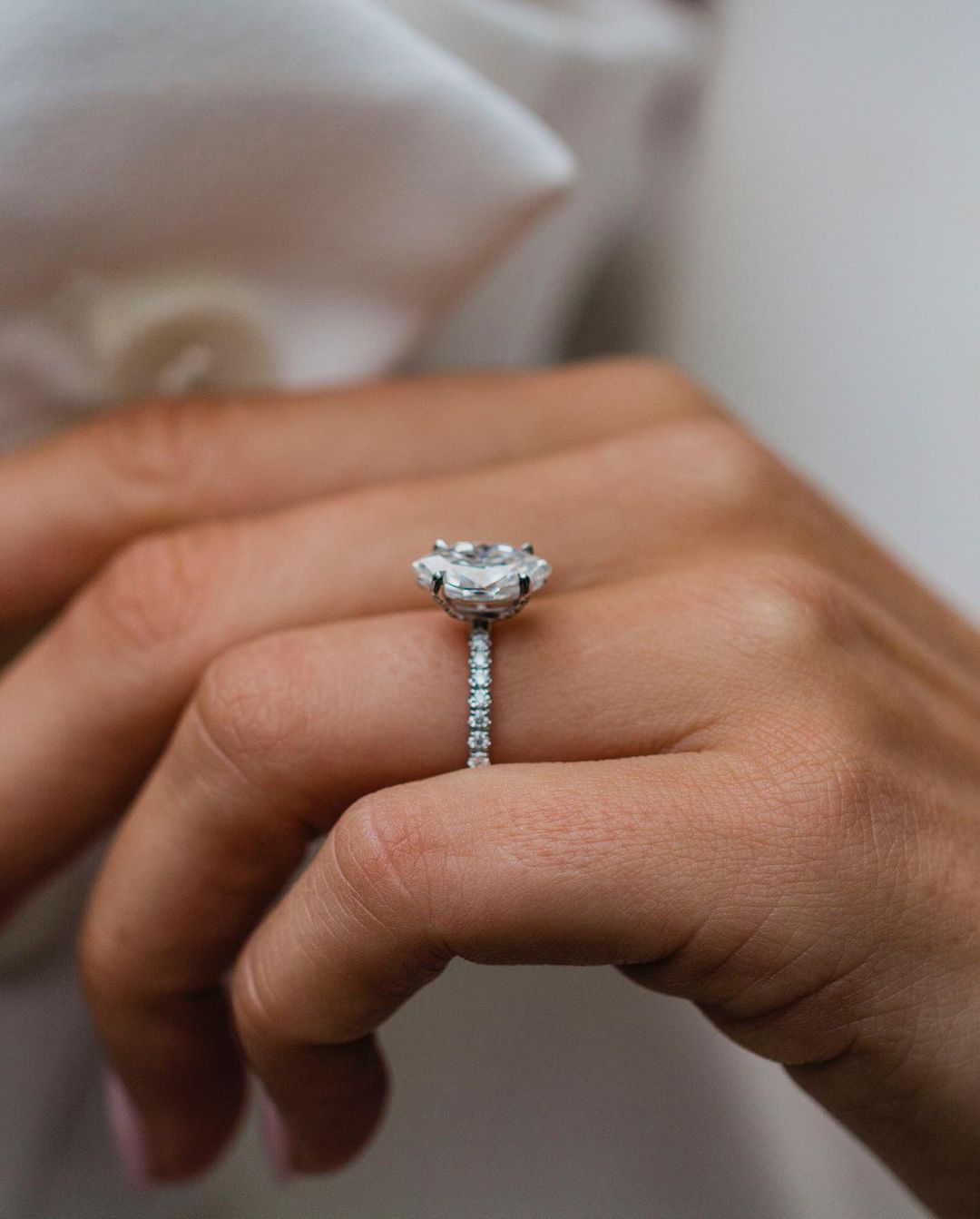 2.0 CT Marquise Cut Pave Style Moissanite Engagement Ring