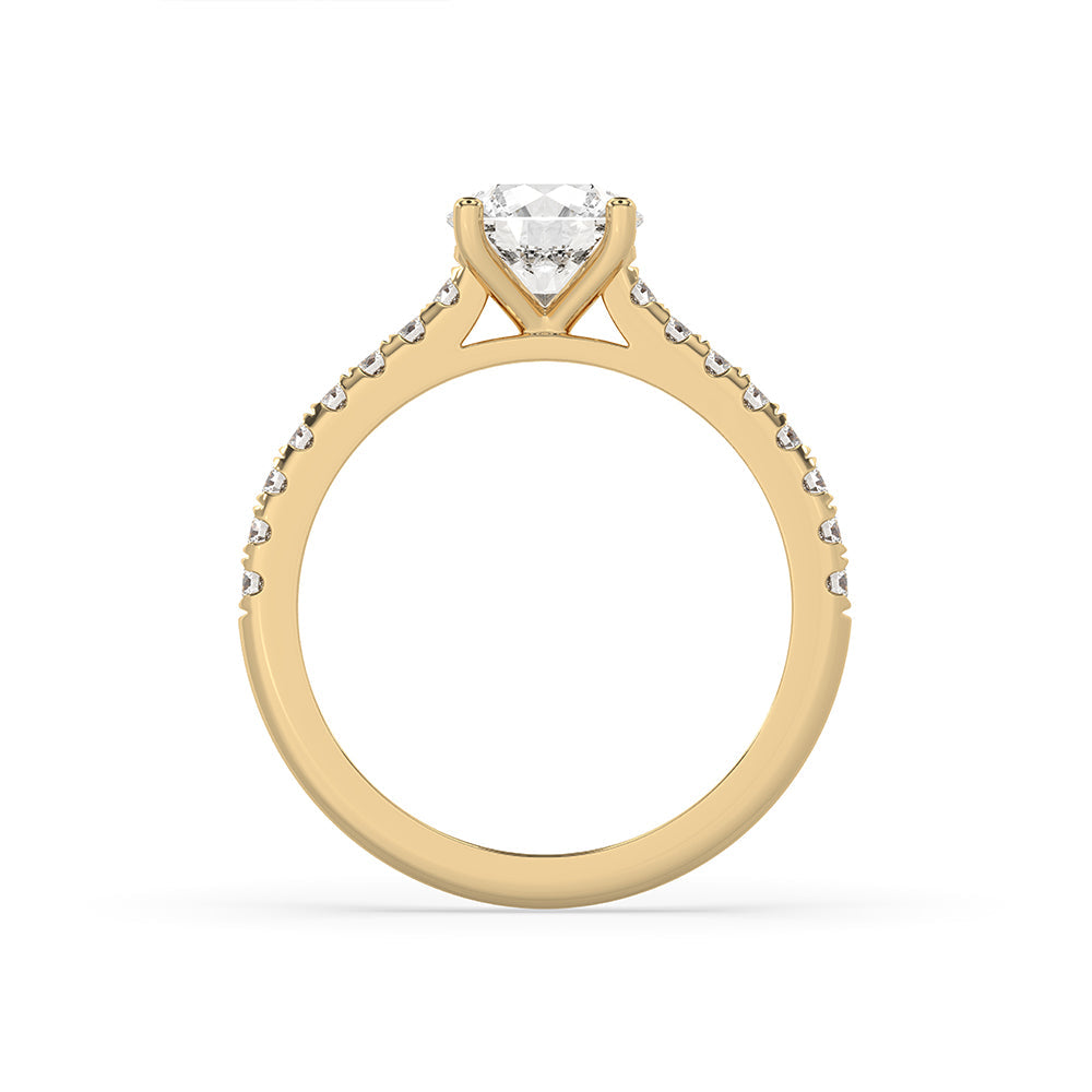 Round Diamond Pave Band Engagement Ring