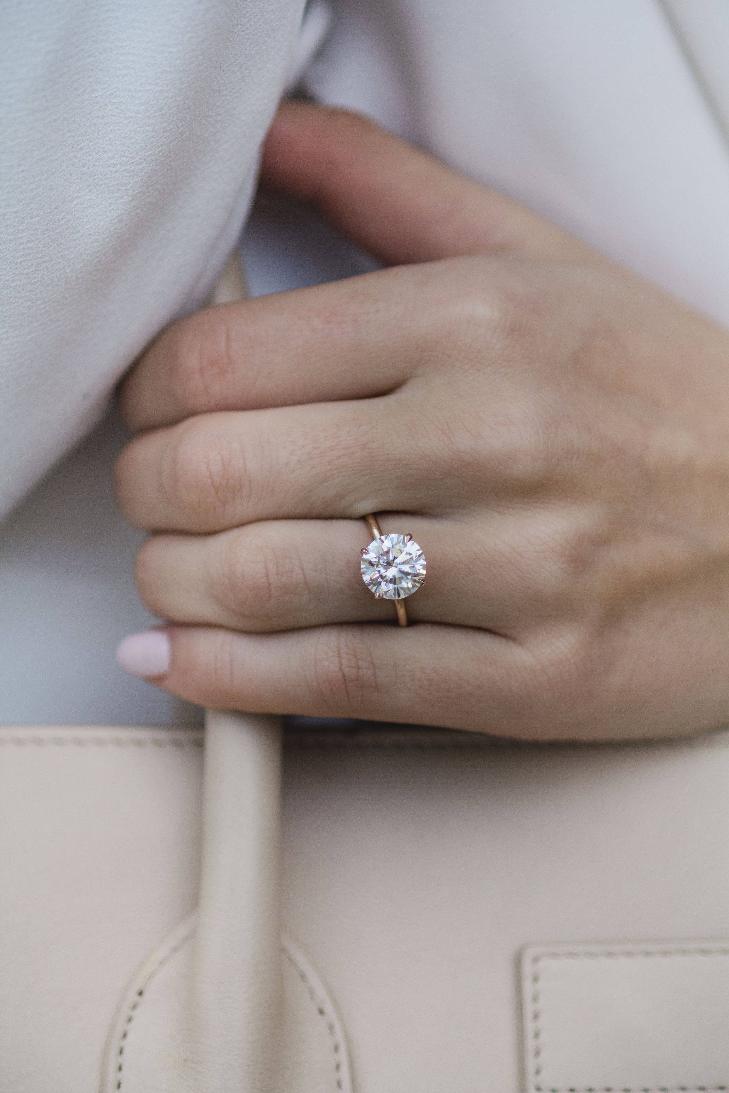 3.0 CT Round Cut Moissanite Solitaire Engagement Ring