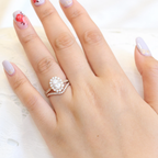 1.50CT Oval Cut Moissanite Halo Bridal Ring Set