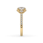 Three Stone Engagement Ring In Pave Setting