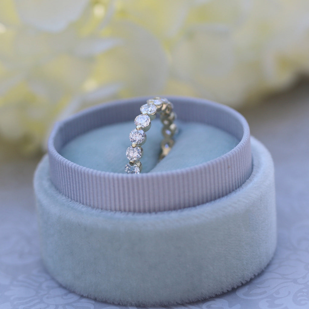 1.0 TCW Round Brilliant Cut 3/4 Eternity Moissanite Wedding Band