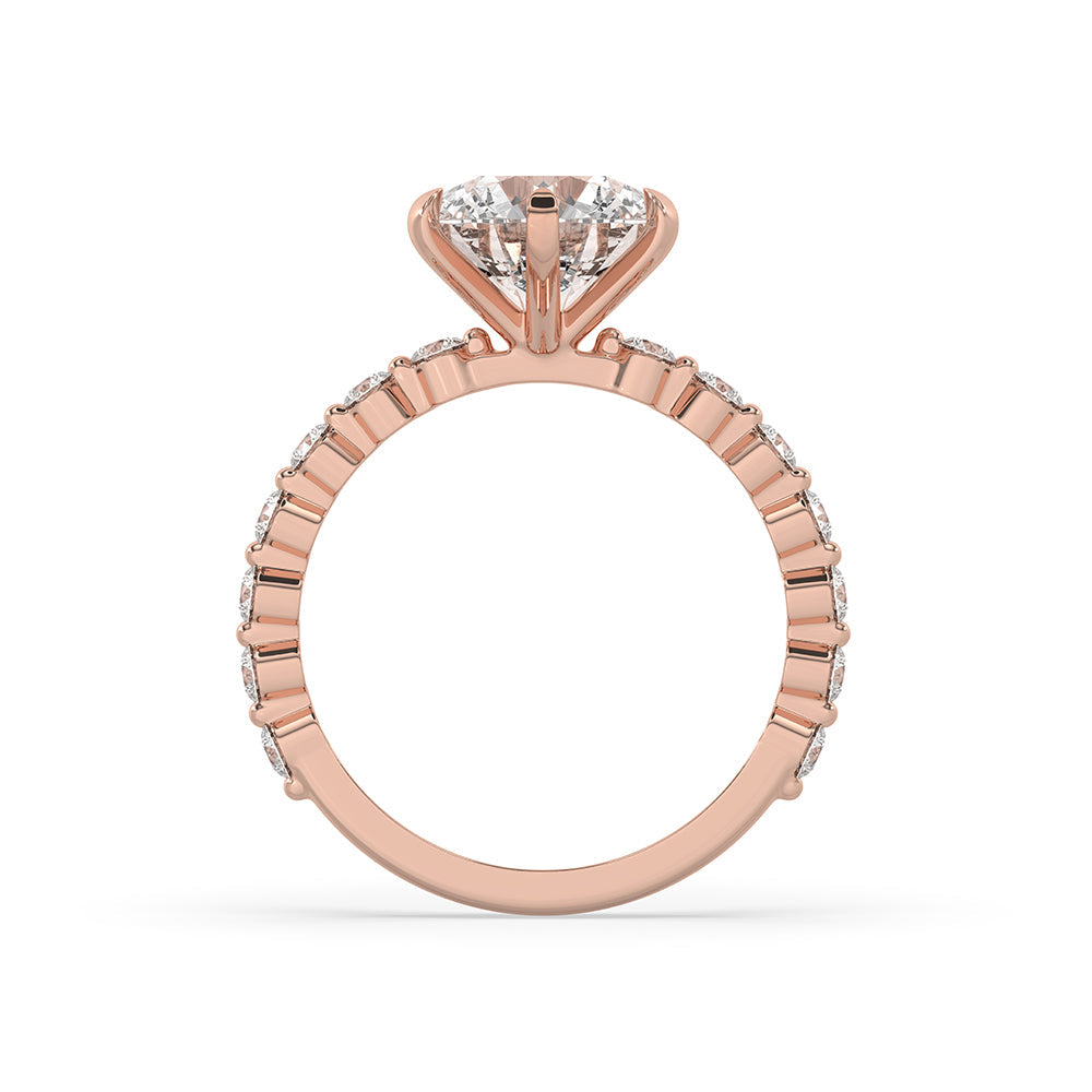 Round Cut Diamond Engagement Ring In Rose Gold