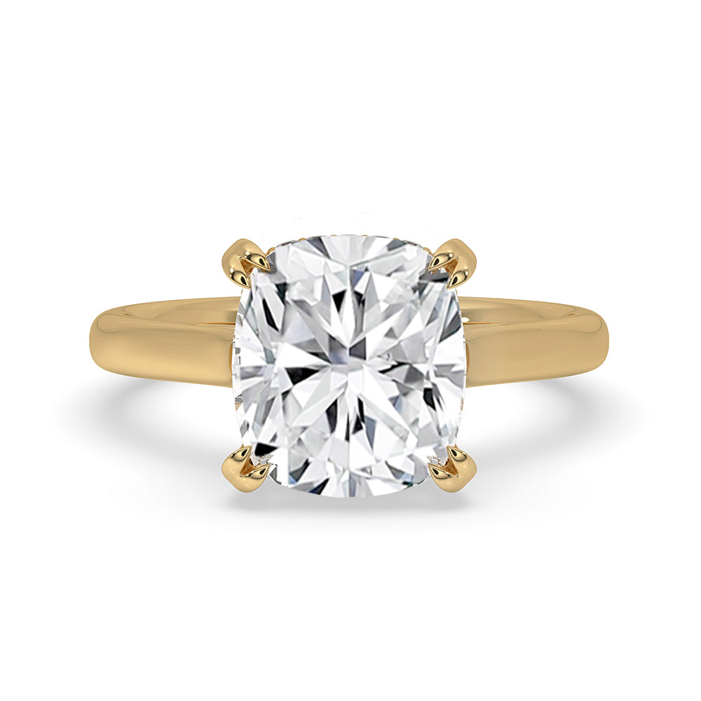 Hidden Halo Cushion Cut Diamond Ring