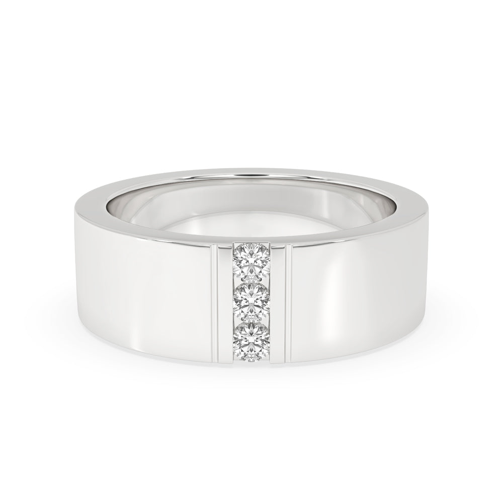 Three Stone Diamond Ring – Round Matte Finish Main image