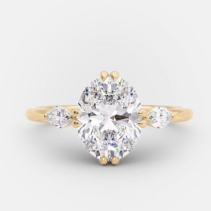 1.50 CT Oval Cut Moissanite Three Stones Engagement Ring
