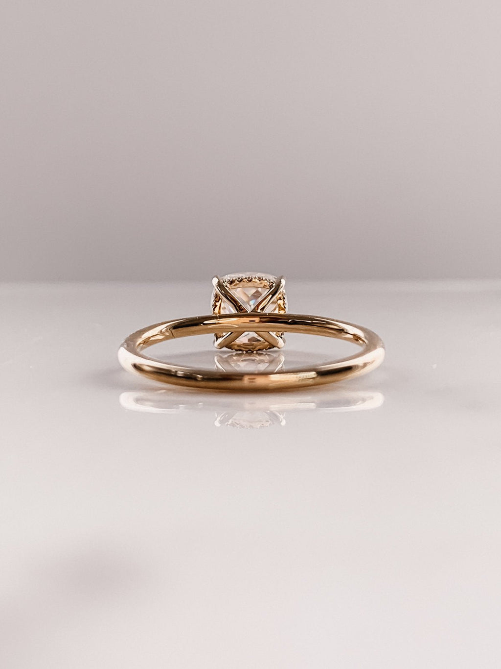 2.50 CT Cushion Moissanite Solitaire Engagement Ring With Hidden Halo Setting