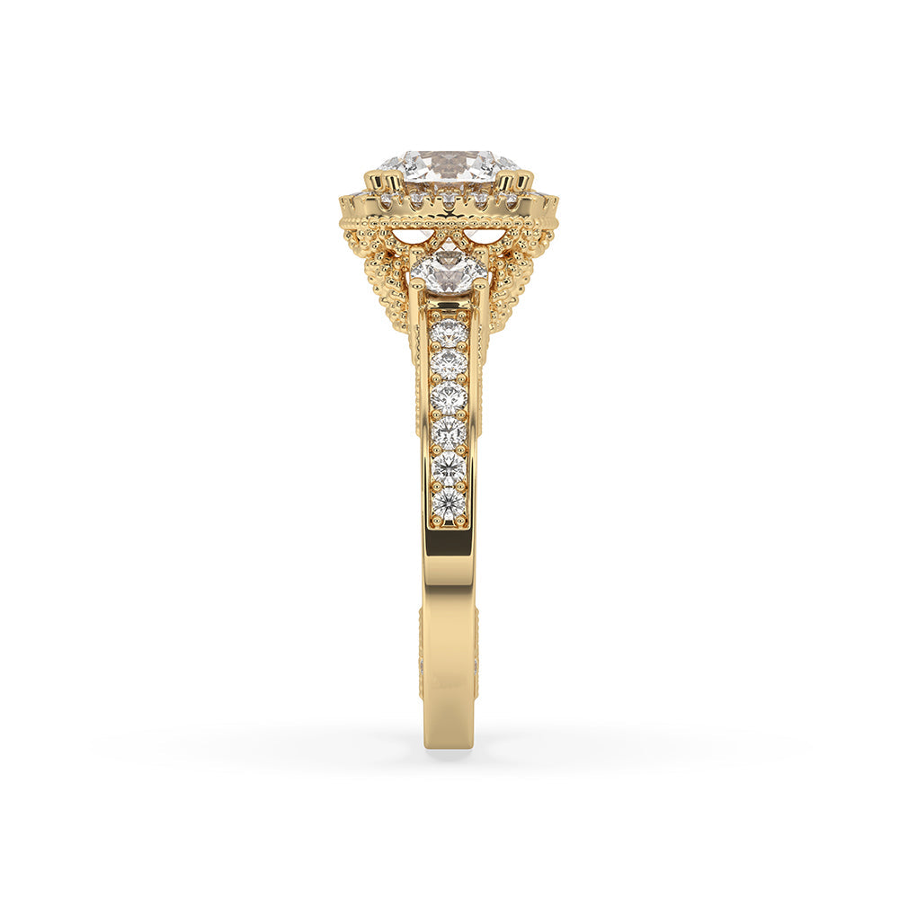 Art Deco Round Halo Engagement Ring