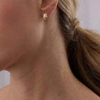 0.17 TCW Round & Baguette Moissanite Diamond Huggie Earrings