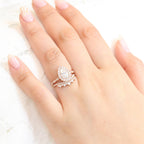 1.50CT Pear Cut Moissanite Halo Bridal Ring Set