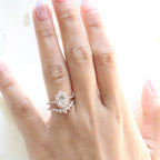 1.50CT Oval Cut Moissanite Halo Bridal Ring Set