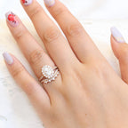 1.50CT Oval Cut Moissanite Halo Bridal Ring Set