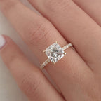 2.0 CT Cushion Moissanite Hidden Halo Setting Engagement Ring