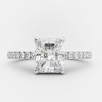 1.50 CT Radiant Moissanite Hidden Halo Pave Setting Engagement Ring