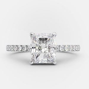 1.50 CT Radiant Moissanite Hidden Halo Pave Setting Engagement Ring