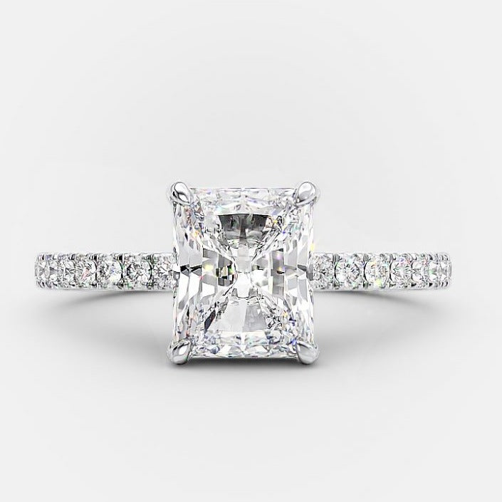 1.50 CT Radiant Moissanite Hidden Halo Pave Setting Engagement Ring