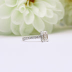 1.50 CT Emerald Cut Moissanite Pave Style Engagement Ring