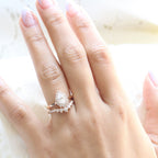 1.0CT Pear Cut Moissanite Halo Bridal Ring Set