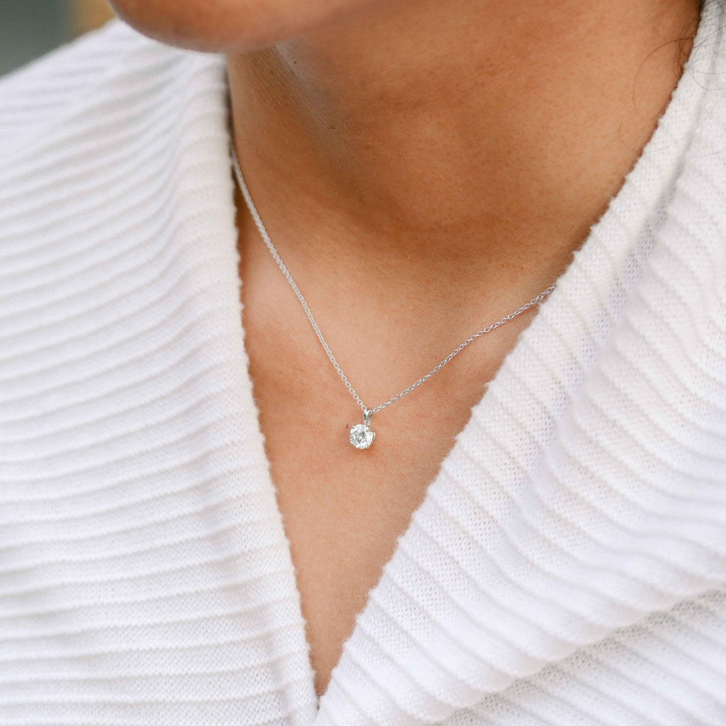 0.50-1.0ct Round Brilliant Cut Moissanite Solitaire Necklace