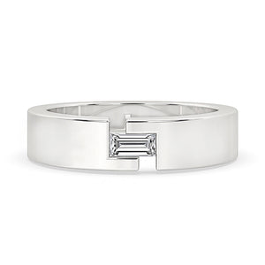 Baguette Diamond Wedding Band - Solitaire Style
