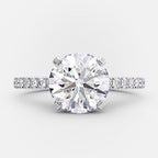 2.50 CT Round Moissanite Pave Setting Engagement Ring